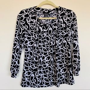 3/4 Sleeve Patterned Blouse